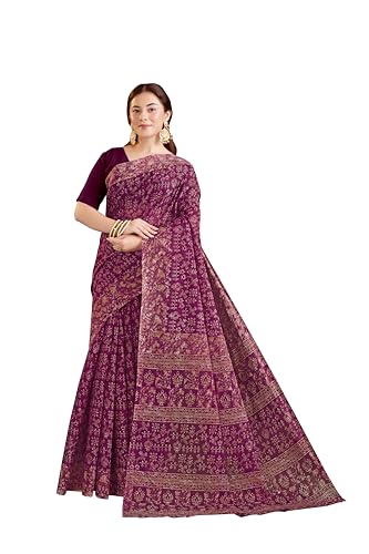 Image of TAMAIRA FASHION Mulmul Pure Cotton Saree For Woman Warli Batik Printed |Office Wear Daily Wear Sarees For Women Without Blouse Piece(Available in 11 Colours)