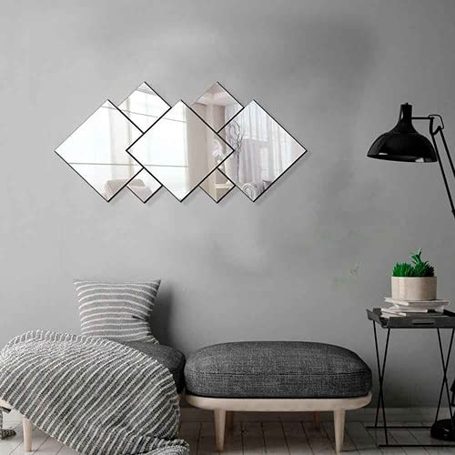 Espelho Decorativo Acrílico Sala Quarto Geometrico 7 Peças 75CM x 35CM