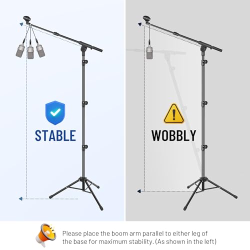 CAHAYA Tripod Boom Sheet Microphone Stand Metal Portable with Carrying Bag, for Performance Singing Speech Wedding Stage and Outdoor CY0329 - Image 6