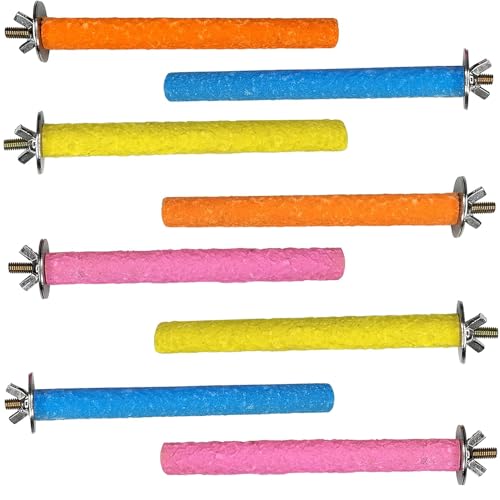 Image of Hamiledyi Bird Perches for Cage Grinding Sand Bird Perches 8pcs Claw Trim Cage Perches Stand for Starlings, Parakeets Lovebirds Canaries Green Cheeked Conures (0.78 in Diameter)