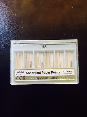 Bulk dental paper point .06 Taper #15 10x of 60/pack (Total 600pieces) -Meta