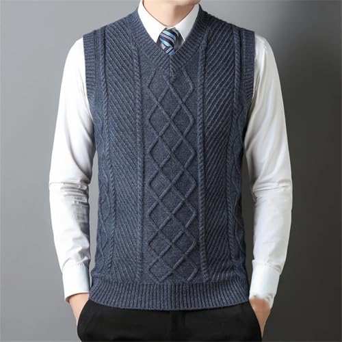 Men's Sleeveless Knitted Sweater Vest Autumn and Winter V-Neck Textured Fashionable Casual Vest3