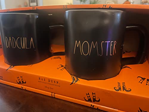 Rae Dunn DADCULA + MOMSTER Mug Set of 2 - Ceramic - Halloween Fall -  Magenta