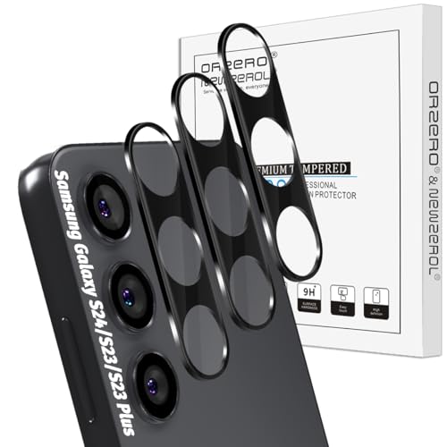 Orzero (3 Pack) Camera Lens Protector Compatible for Samsung Galaxy S24/S23/S23 Plus (Not for S24 Plus/S23 FE) Protector de Cmera Tempered Glass 9H Precise Camera Cutouts Anti-Scratch Does Not Affect Night Shots and Flash