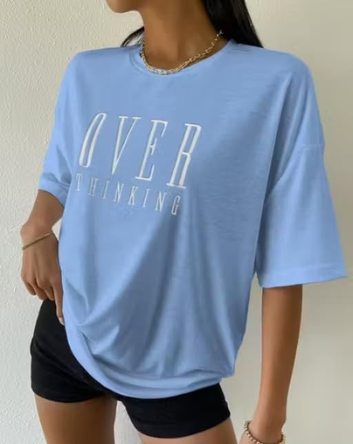 Image of Women's Printed Oversized T-Shirt | Loose Fit Half Sleeve Round Neck Casual Tee | Soft & Comfortable Trendy T-Shirt for Women & Girls