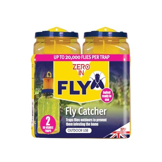 Zero In Outdoor Fly Trap - Ready-Baited Outdoor Fly Catcher, Twin Pack - Non-Toxic, Insect Trap to Attract & Trap Bugs - Suitable for Garden & Outdoor Use, Lasts up to 2-3 Weeks