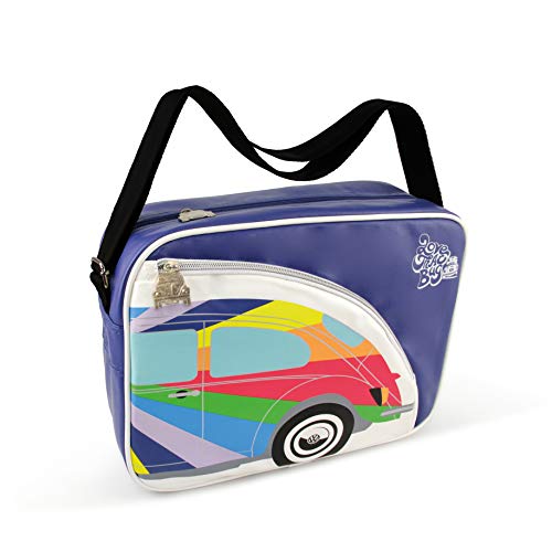 Brisa VW Collection - Volkswagen Escarabajo Coche Beetle Bolso de hombro de polipiel (PU), Bolsa bandolera Vintage, Accesorio de moda para Viaje/Regalo/Souvenir (Rayas/Lila)
