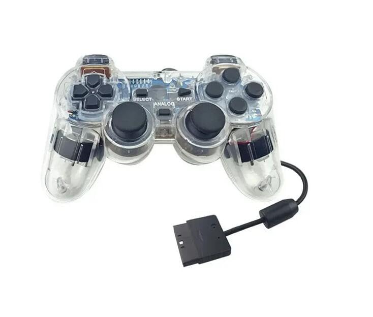 Transparent Color Wired 2.4G Gamepad for PS2 Console Handle Remote Gaming Controller Joystick Manette Joypad (Clear)