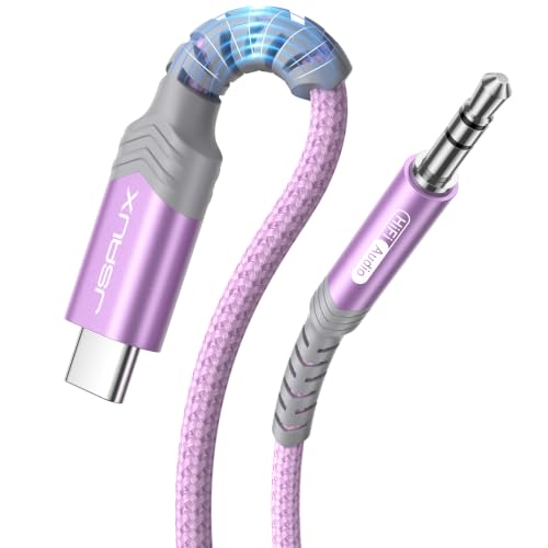 JSAUX USB C to 3.5mm Audio Aux Jack Cable [3.3ft], USB Type C to 3.5mm Headphone Stereo Cord Car Compatible with iPhone 16 Pro Max/15 Pro Max Plus, iPad Pro, Galaxy S24 S23, iPad Pro, Pixel 9/8-Purple