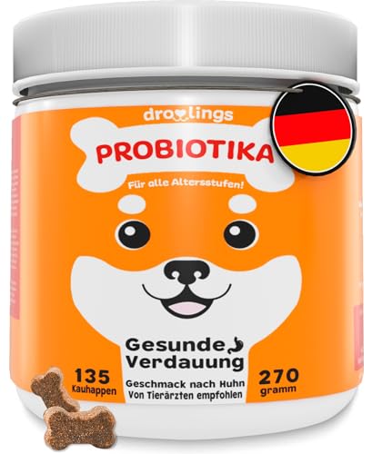 Probiotika Hund - (135 Verdauungssnacks + 9 Milliarden KBE) - Natürliches Supplement bei Durchfall für Verdauung & Darmflora