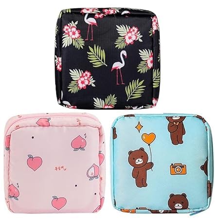 Cannaa Polyester Sanitary Napkin Storage Bag, Menstrual Pad Bag with Zipper, Napkin Purse, First Period Kit for Teens Girls, Storing Pads Travel Accessories for Women 1 pc (Multi Colour) (B0DCP2JKRQ) Amazon Price History, Amazon Price Tracker