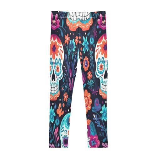 Bolaz Toddler Girls Leggings Printed Yoga Pants Leggings Orange Flower Skeleton for Kids2