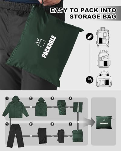 Outdoor Ventures Packable Rain Suit for Men Lightweight Waterproof Breathable Rain Gear for golf Rain Jacket Pants - Image 6