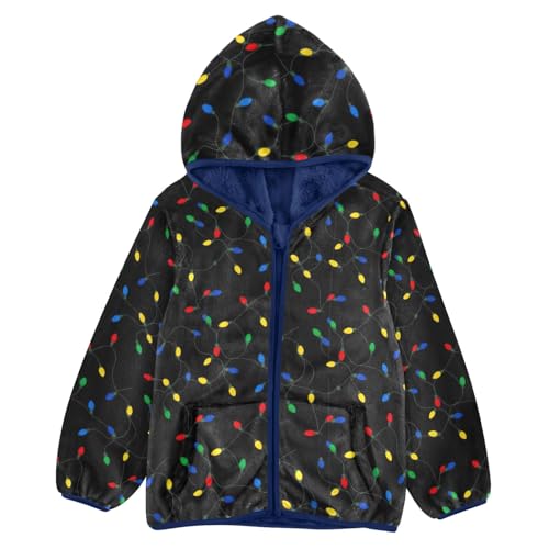 CHIFIGNO Colorful String Lights Boy Winter Coat, Toddler Boys Zip up Hoodie Warm for Fall Winter Spring 3T