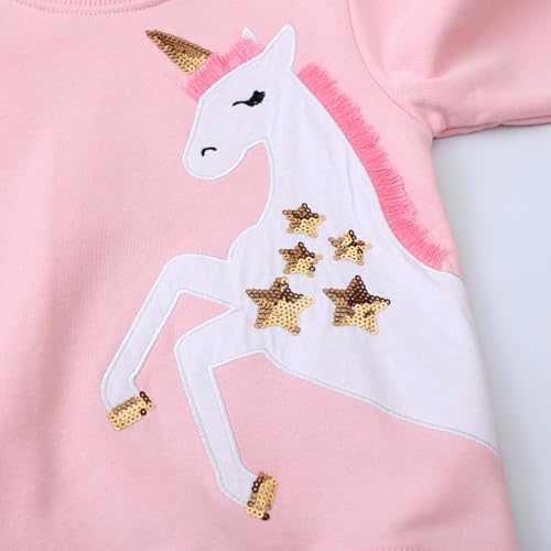 Image of Bumeex Girls Cotton Crewneck Cute Sweatshirts The Hedgehog and The Fox Pink 2-7T