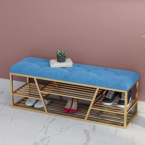 Entrée en désordre ? Banc à chaussures bleu 100cm pour ranger avec confort