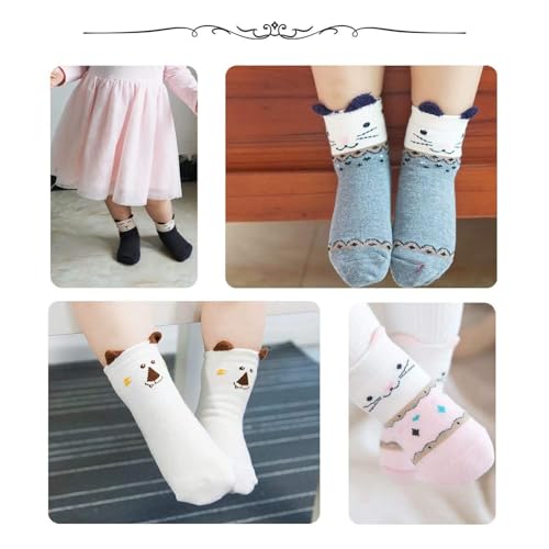 Image of Toddler Baby Girls Boys Socks Animal Pattern Children Ankle Cotton Socks 5 Pairs