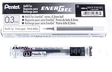 Pentel Refill Ink for EnerGel RTX Retractable Liquid Gel Pen Extra Fine Line Needle Tip, 12 Pack, 0.3mm, Black (LRN3-A)