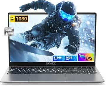 2025 ACEMAGIC PC Portatile,Twin Lake-N150 Fino a 3.6GHz,15,6" FHD Notebook,RAM 16GB SSD 512GB,2.4G/5G WiFi,BT5.0,Type_C, USB3.2,HDMI,Ad alte prestazioni Computer,Guscio Metallico Laptop