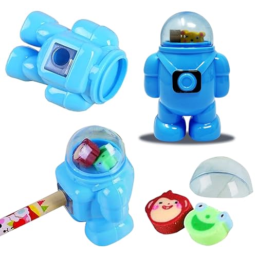 PARTEET Fancy Cute Astronaut Shape Sharpener & Eraser with Dust Compartment, Manual Pencil Sharpener for Girls and Boys Stationary for Kids |B’Day Return Gifts Fun School Supplie & Party Favors - Image 2 thumbnail