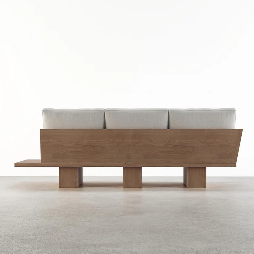 Image of 3 Seater Wooden Couch for Living Room & Office | Premium Upholstered Fabric Seating | Solid Marandi Wood Frame | Modern Designer Sofa for Home, Lounge (111821307 3S)