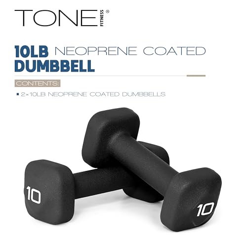 Tone Fitness Neoprene Dumbbell Weight Pairs with Anti-Roll Square Head | Multiple Options