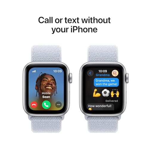 Image of Apple Watch Series 10 [GPS, 46mm] - Silver Aluminum Case with Blue Cloud Sport Loop (Renewed)