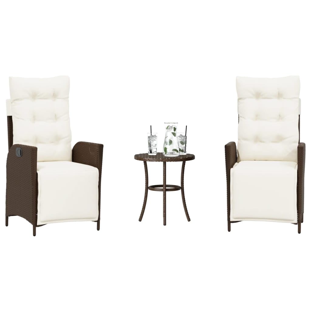 Set da bistrot 3 pezzi con cuscini marroni