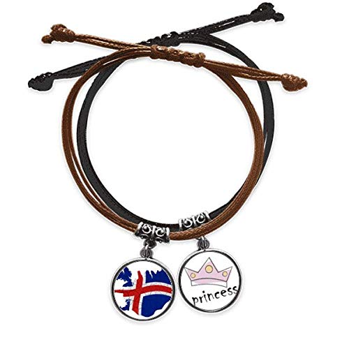 Pulsera de Islandia ajustable que no daña la piel en cuero y cuerda