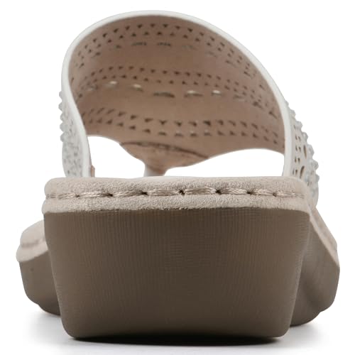 Image of CLIFFS BY WHITE MOUNTAIN Women's Comate Rhinestoned Mini Wedge Flip Flop Sandal
