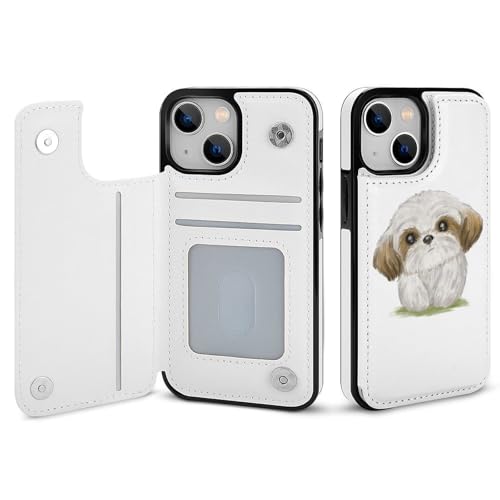 iPhone17ProMax用ケース カバー 手帳型 可愛い 萌え シーズー 犬 アニメ アイフォン17ProMax用 カード収納 横置きスタンド機能 全面保護 Case