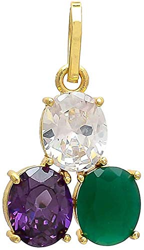 Finaldeals Zircon Emerald Pendant Blue Sapphire Locket for Men and Women Neelam Stone Pendant