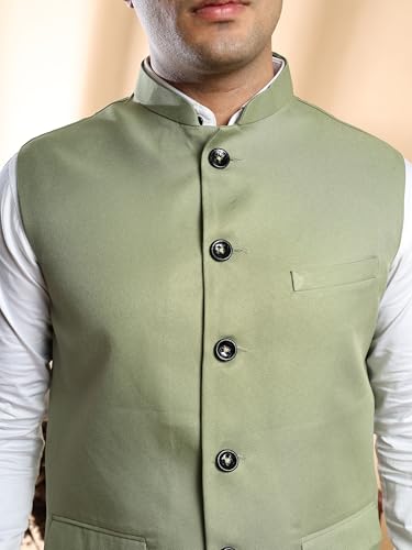 Image of Ethluxis Men's Designer Solid Nehru Jacket /Waist Coat /Bandhgala