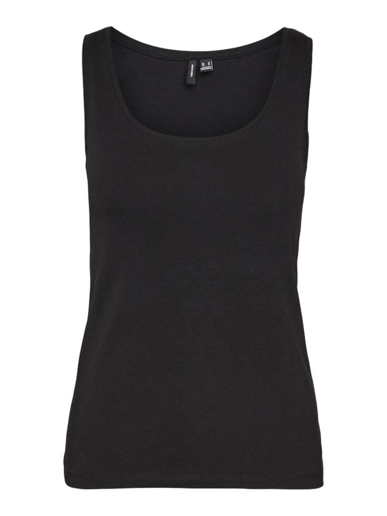 VERO MODA Damen Tank Top VMMaxi My Soft Long Basic Damentop 10185110 Black S (Packung mit 2)