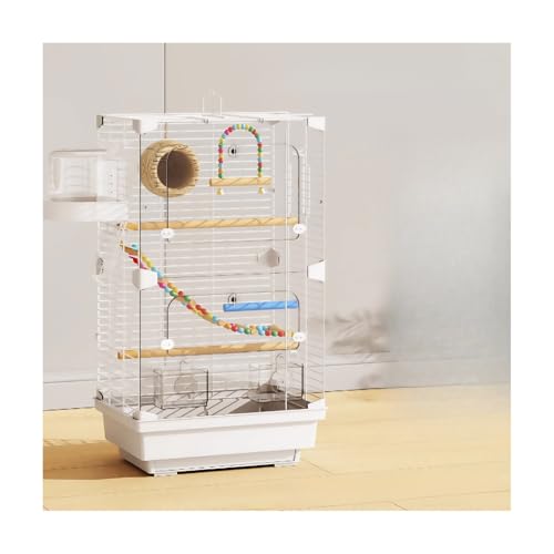 Quxxuol鳥かご オウム 鳥かご 大型 インコ 鳥小屋 防滴 組み立て簡単 お手入れ簡単 高強度 エコヴィラ スイング付き ポータブル 鳥かご プロの飼育 ペット用品 黒鳳凰 ムクドリ オカメインコ 牡丹 真珠などに適しています (ホワイト,12点セッ