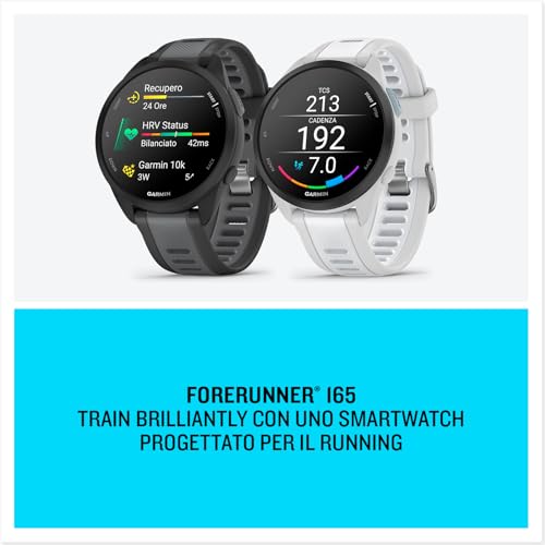 Forerunner 165, Smartwatch per la corsa, 43mm, GPS, Cardio, VO2max, Report mattutino, HRV Status, Piani gratuiti 5K, 10K e 21K, Training Readiness, Pay (Black & Slate Gray) - Gadget - Immagine 6