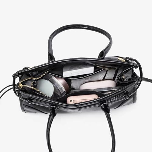 Eiyye Boston Bag for Women Black Handbag with Top Handles and Adjustable Strap, Faux Leather Purse for Work, Travel, Everyday Use3