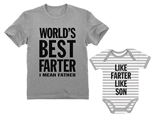 Best Farter I Mean Father - Like Farter Like Son Funny Dad & Me Matching Set Dad Gray XX-Large Son gray white 12M (6-12M)
