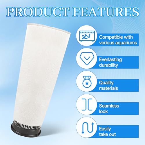 Image of 2 Pcs 2.75 Inch 225 Micron Filter Sock - Fits Waterbox, Eshopps, Fiji Cube Aquariums, and All 2.75 inch Filter Sock Holders, Compatible with Biorb Filter Replacement