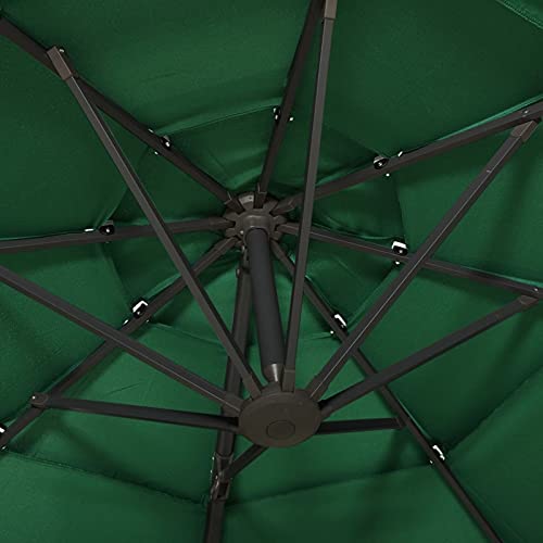 Catherinol Sombrilla de 4 niveles con poste, Parasol Terraza, Sombrilla Terraza Exterior, Sombrilla Jardin, Parasol Jardin, Sombrilla Playa, Parasol Excentrico, de aluminio verde 3x3 m - imagen 2