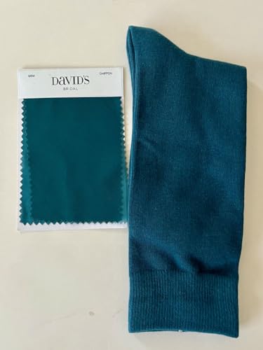 Triple M Plus Men's Dark Teal Mid Calf Dress Socks,One Size Fits Most Men Sock Size 10-13.2