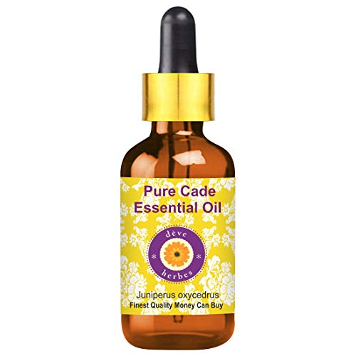 Deve Herbes Pure Cade Essential Oil (Juniperus oxycedrus) with Glass Dropper 100% Natural Therapeutic Grade Steam Distilled for Personal Care 50ml (1.69 oz)