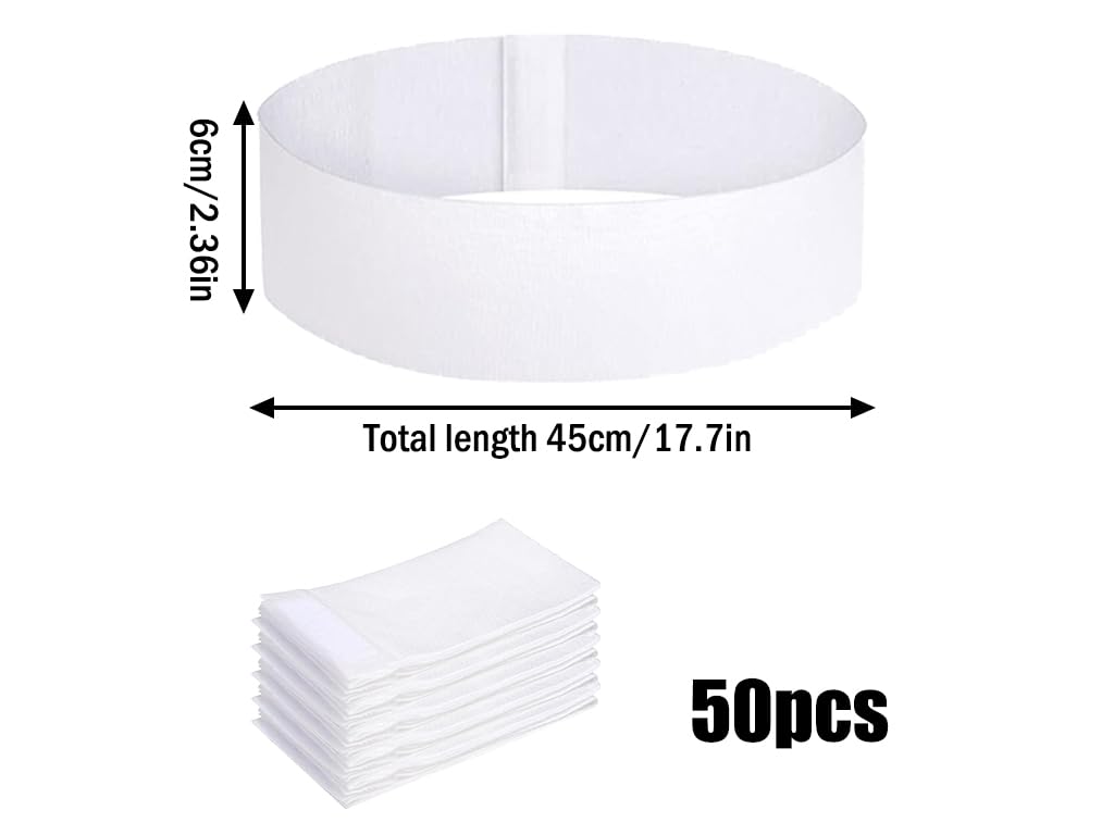 Kellegour Pack of 50 Disposable Headbands, Practical, Cosmetic Hair Band, White, Disposable Spa Headband - Image 2