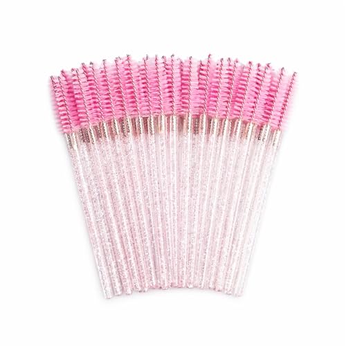 BOULTON Disposable Eyelash Mascara Brushes – Pack of 100 | Eyelash Brush Lash Extension Brushes Wands | Mascara Wand Eye Brow Spooly Eyelash Brush | Makeup Spoolies Make Up (Pink)