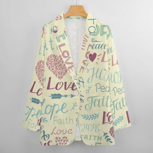 Religious Pattern Blazers for Women Fashion Business Casual Office,Elegant Jacket Coat with Pockets2