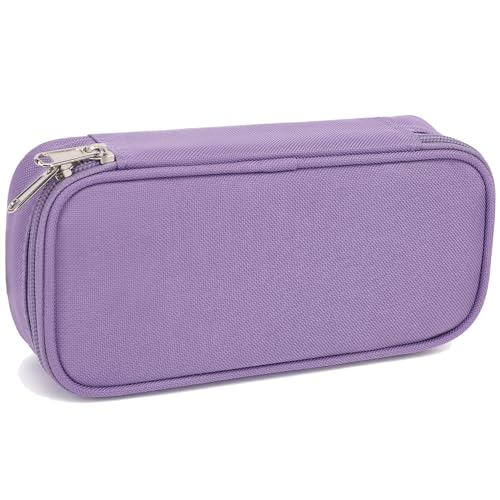 FlowFly- Estojo para lápis para meninas e meninos, bolsa para lápis de grande capacidade para crianças, bolsa para caneta macia portátil para adolescentes, roxo