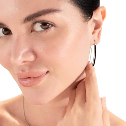 Silvershake Long Stone Inlay White Gold Plated or Yellow Gold Plated 925 Sterling Silver Linear Threader Earrings Jewelry for Women2