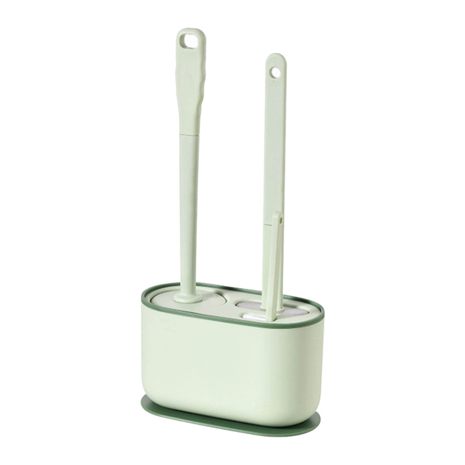 Toilet Brush and Holder, Toilet Bowl Brush with Caddy Bathroom Stiff Bristles Toilet Scrub Brush Toilet Bowl Brush Holder Set Deep Cleaning Toilet Cleaner Scrubber Under Rim(Greens)