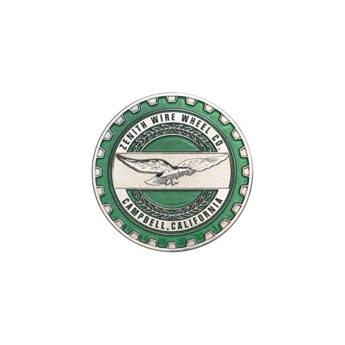 Image of Zenith Chrome & Candy Green Metal Wheel Chip Emblem (Single) | Triple Chrome Plated Solid Metal Wheel Chip Emblem 2.25 inch | for Lowriders with Recessed Knock Off Spinner Caps
