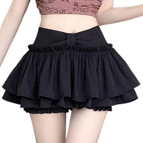 Womens Y2k Bubble Skirt Pleated Puffy Mini Short Skirt Summer Ruffle Hem A Line Flared Balloon Skirts Streetwear